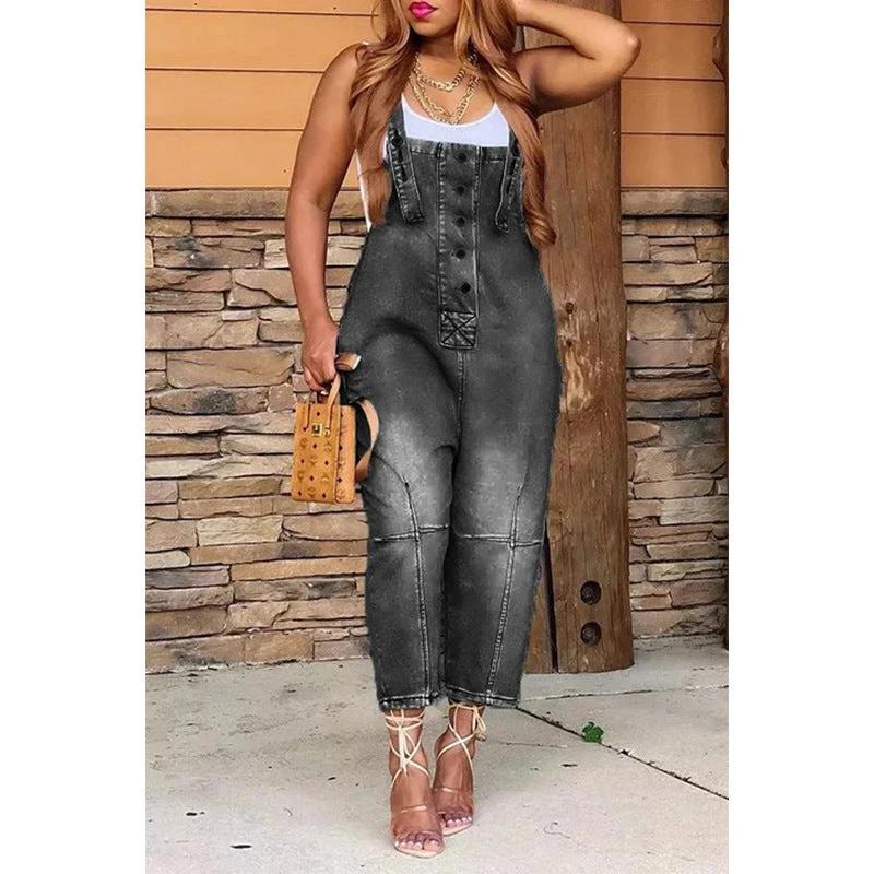 Women's Clothing Fashion Casual Siamese Suspender Jeans Women by GJG Denim