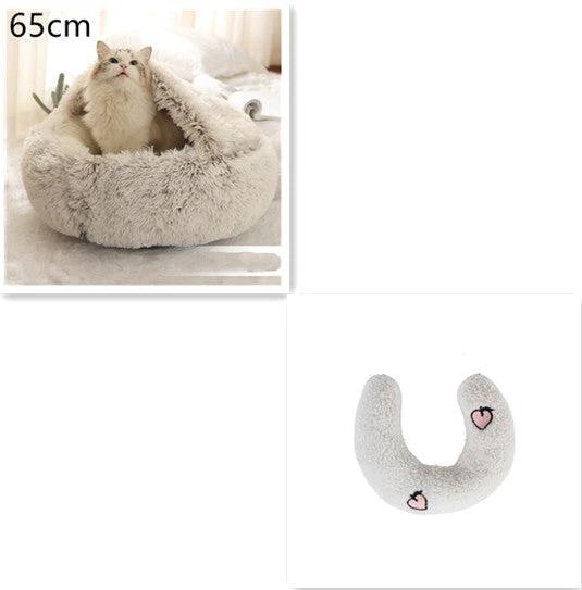 2 In 1 Dog And Cat Bed Pet Winter Bed Round Plush Warm Bed House Soft Long Plush Pets Bed Pet Products by GJG Denim