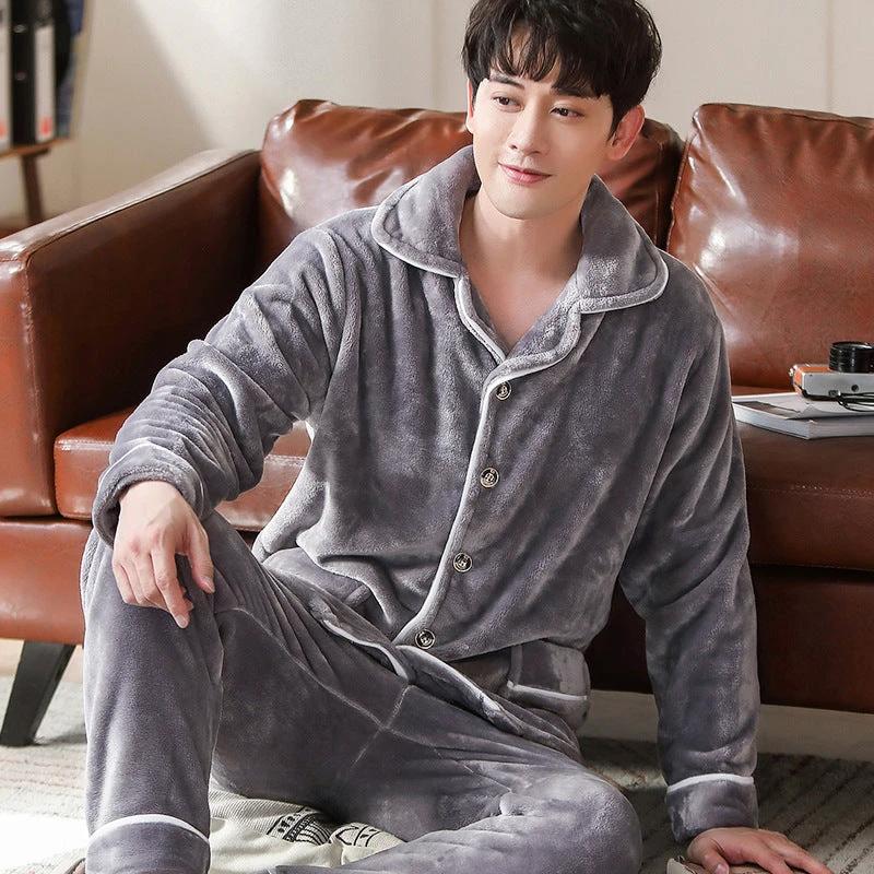 Flannel Warm And Thick Men's Pajamas by GJG Denim