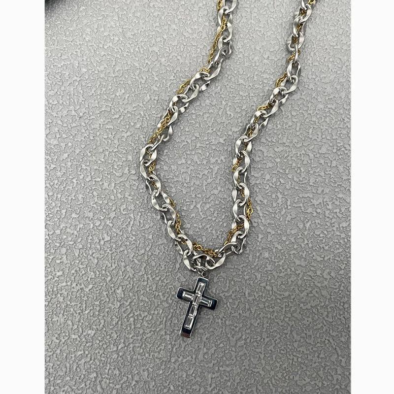 Cross Titanium Steel Pendant Clavicle Chain For Men by GJG Denim