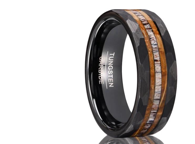 Electric Black Tungsten Steel Inlaid Ring For Men by GJG Denim