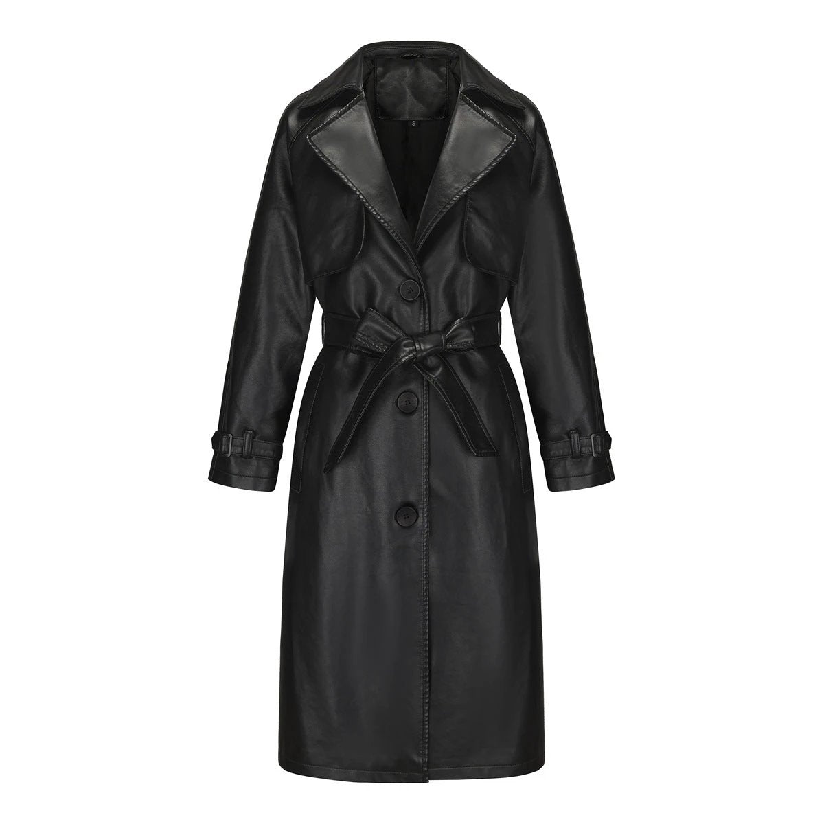 Women's Long, Loose-fit Classic Trench Coat With A Lapel And Belt by GJG Denim