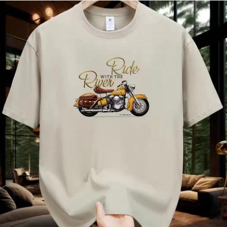 Men's Motorcycle Pattern Printed T-shirt by GJG Denim