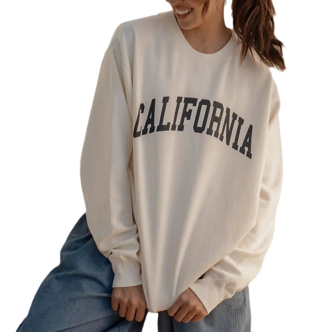 Women's Pullover Loose-fitting Casual Round-neck Top by GJG Denim