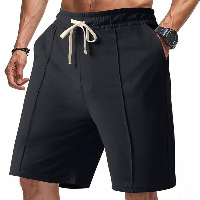 Men's Casual Ribbed Solid Color Shorts by GJG Denim