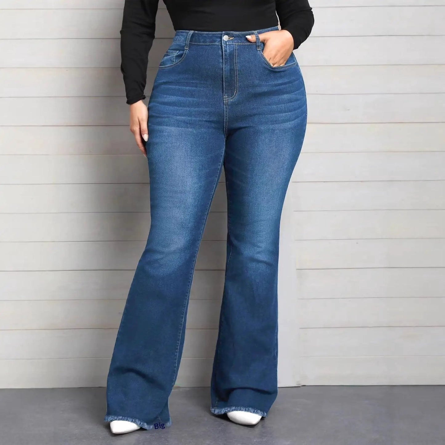 Blue Mid-rise Flared Jeans In-stock For Women Available On Our Independent Website by GJG Denim