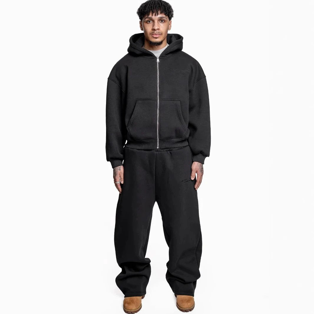 Street Fashion All-match Sweater Loose Straight Pants Set by GJG Denim