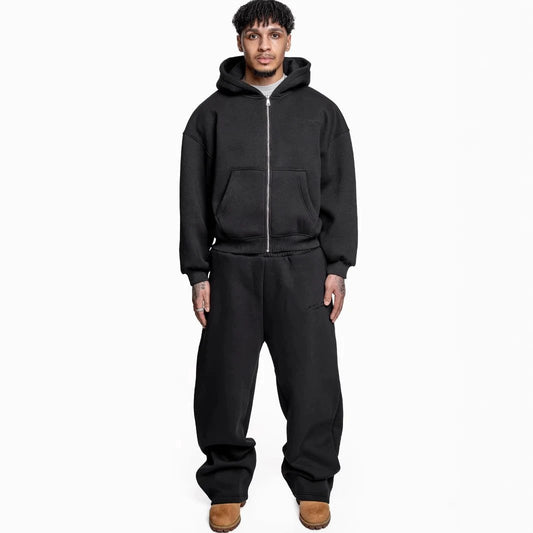 Street Fashion All-match Sweater Loose Straight Pants Set by GJG Denim