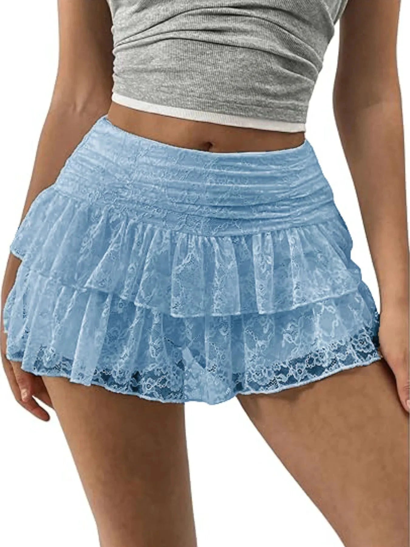 Lace Layered Mini Skirt by Lady Ros