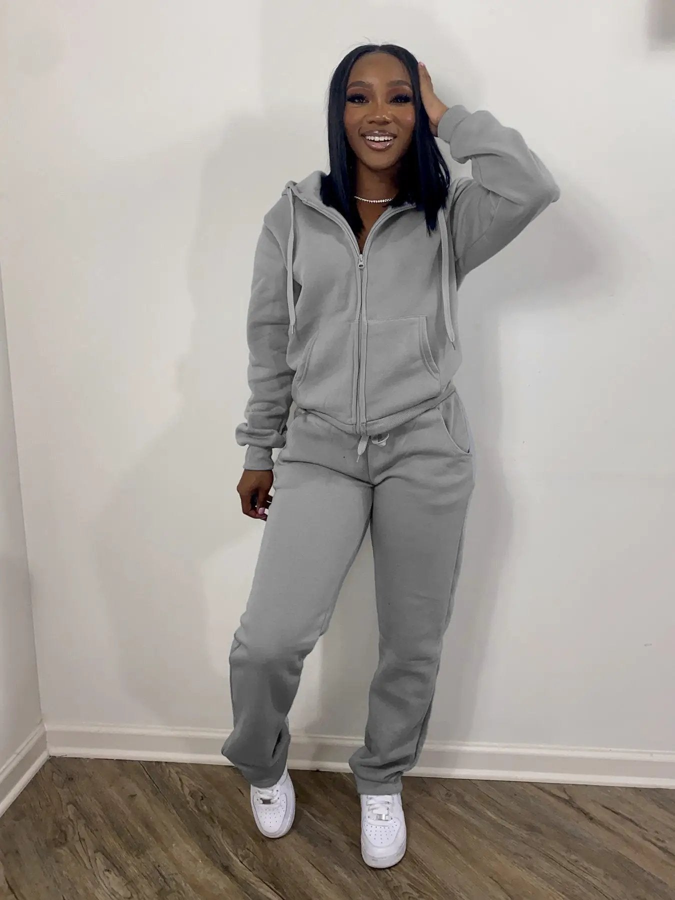 Women Sweatsuit Set 2 Piece Outfits Casual Hoodies Tops And Sweatpants Jogger Tracksuits Loose Trousers by GJG Denim