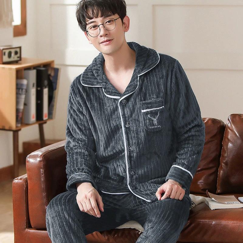 Flannel Warm And Thick Men's Pajamas by GJG Denim