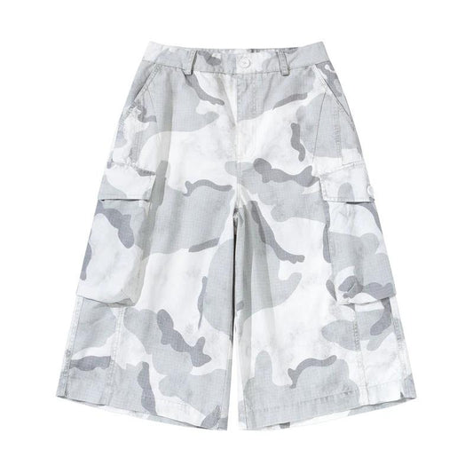 Retro Heavyweight Camouflage Loose-fit Shorts by GJG Denim