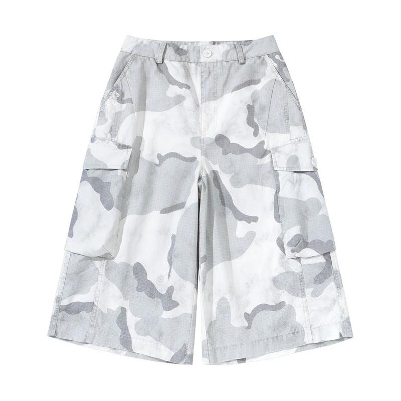 Retro Heavyweight Camouflage Loose-fit Shorts by GJG Denim