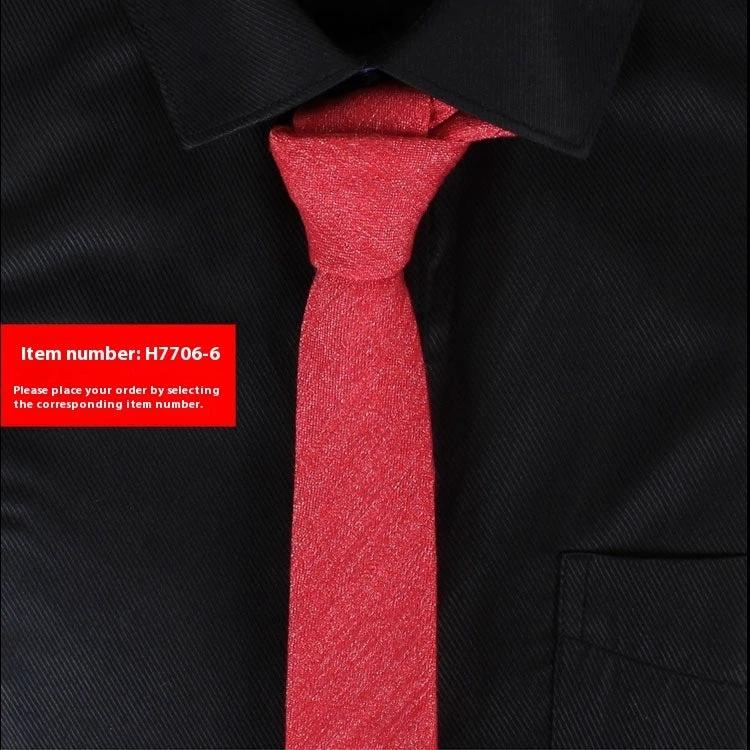 Solid Color Narrow Cotton Men's 6cm Tie by GJG Denim