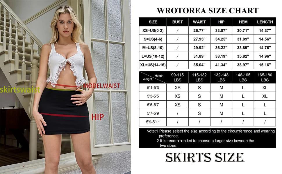Wrotorea Women's White Mini Skirt Sex Mid-Waist Stretch Fitted Bodycon Short Mini Skirts by Lady Ros