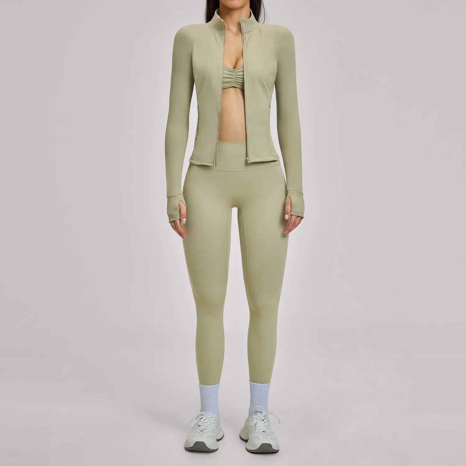 Brushed Zipper Casual Set For Women by GJG Denim
