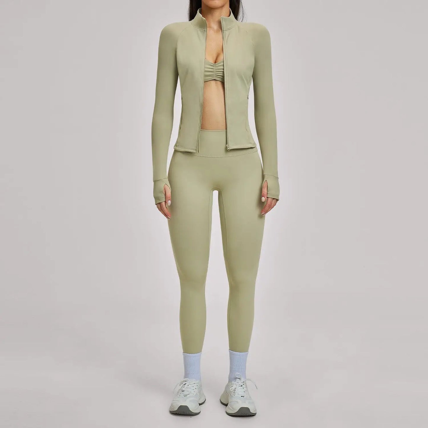 Brushed Zipper Casual Set For Women by GJG Denim