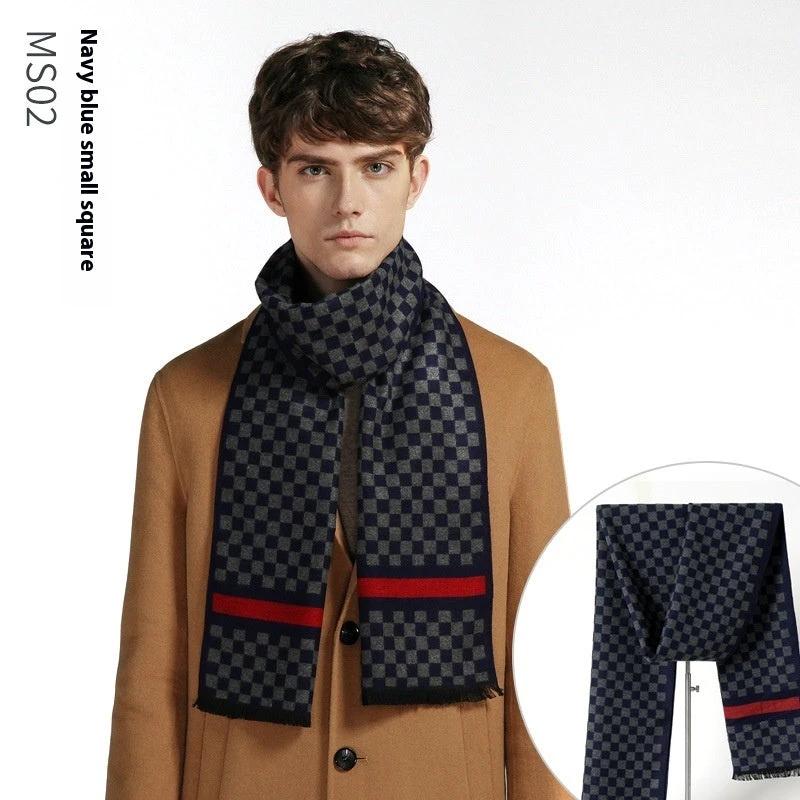 Simple Plaid Warm Keeping Artificial Cashmere Scarf by GJG Denim