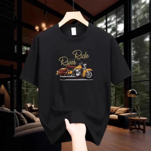 Men's Motorcycle Pattern Printed T-shirt by GJG Denim