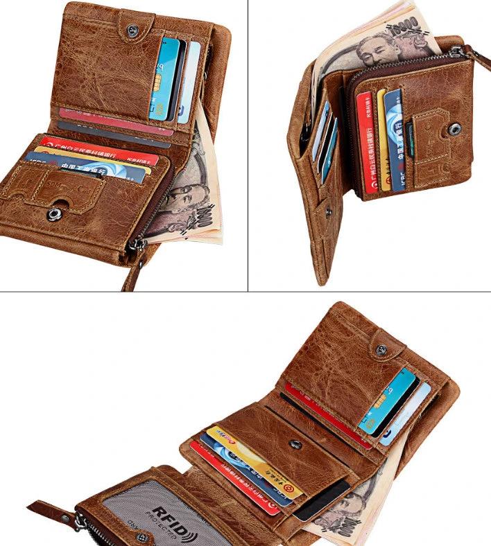 Retro Leather Wallet For Men Multiple Card Slots by GJG Denim