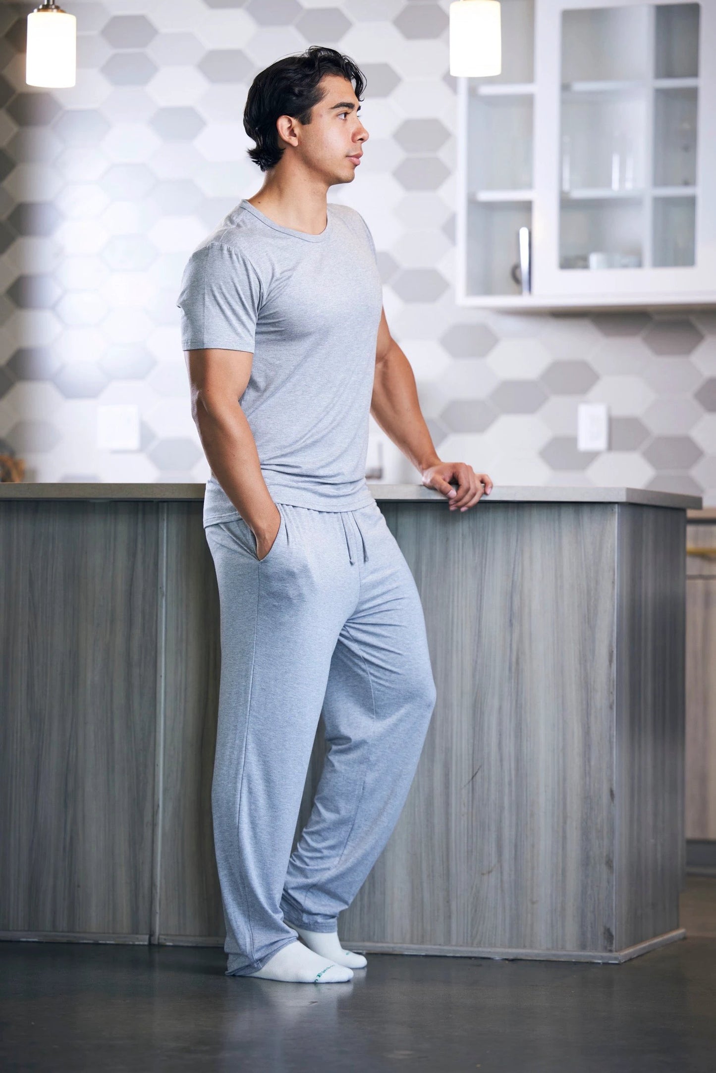 Men's Soft Bamboo Lounge Pajama Set - Short Sleeve Top & Pants 32" inseam by Spun Bamboo