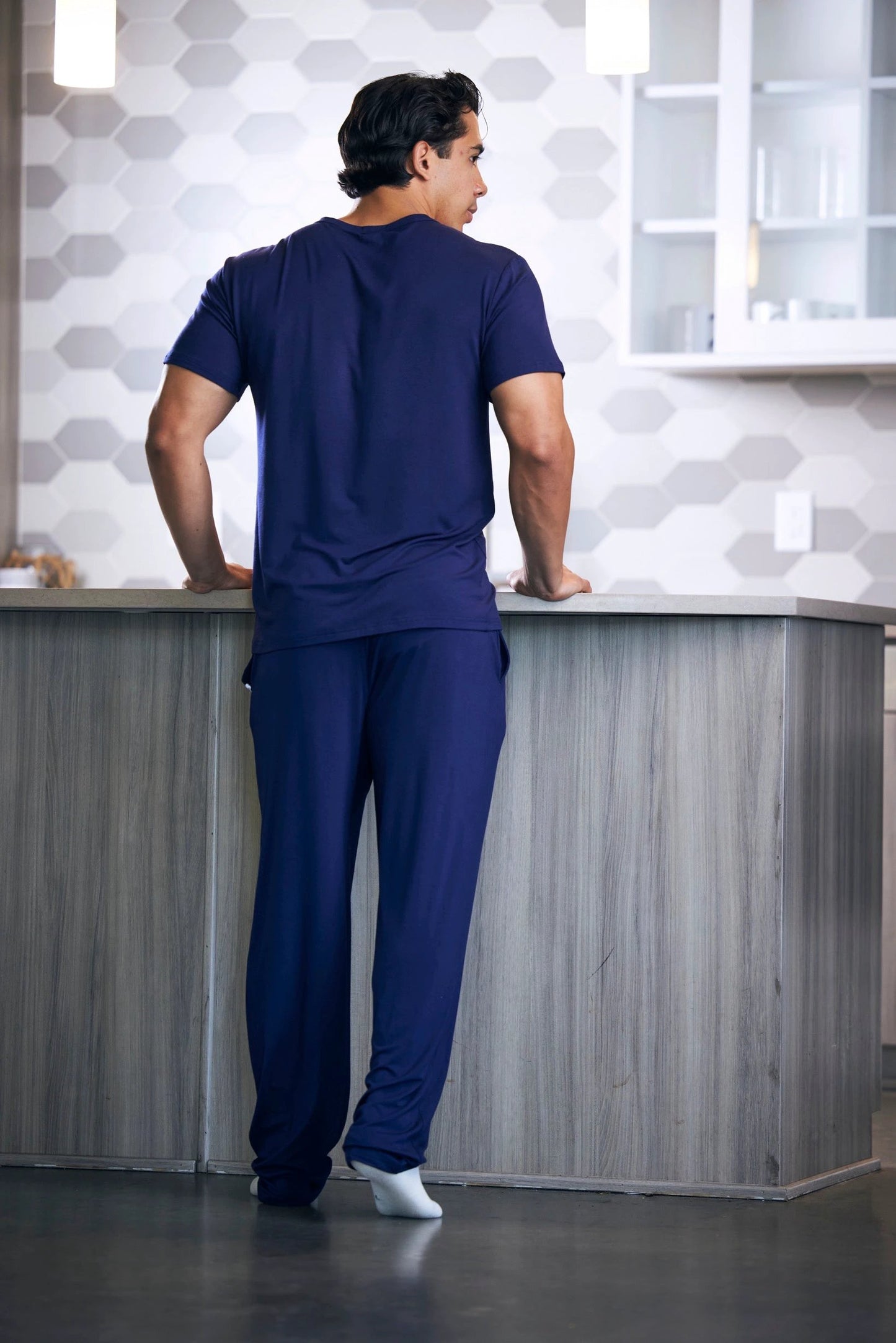 Men's Soft Bamboo Lounge Pajama Set - Short Sleeve Top & Pants 32" inseam by Spun Bamboo