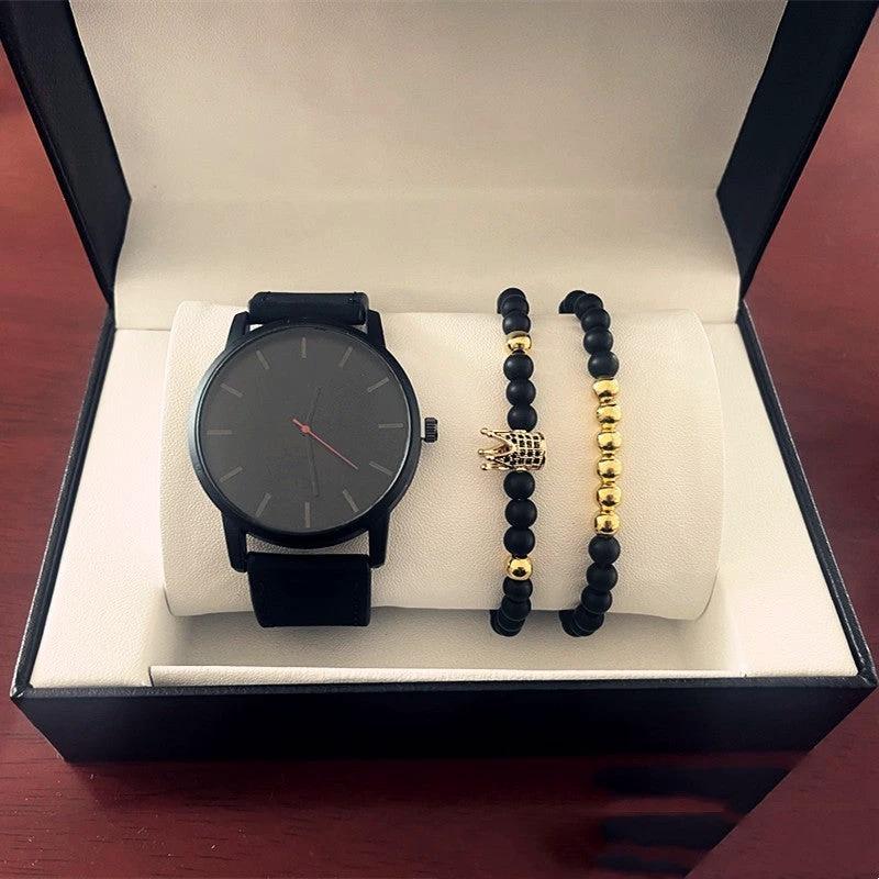 Men's Large Dial Casual Simple Scale Frosted Band Quartz Crown Bracelet/Watch by GJG Denim