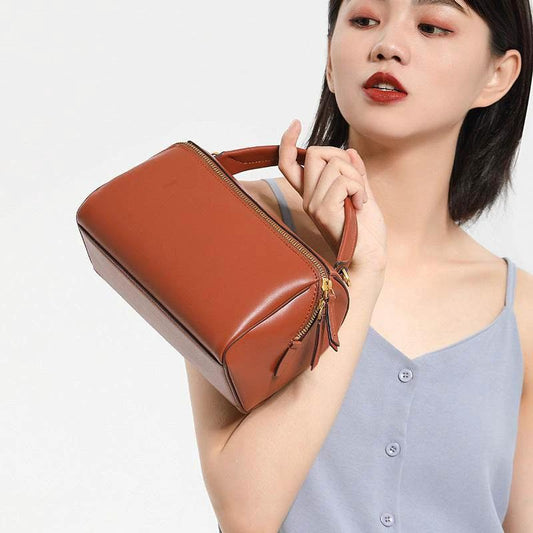 Genuine Leather Original Niche Design Boston Whide Women's Hand Crossbody Pillow Bag by Zara-Craft