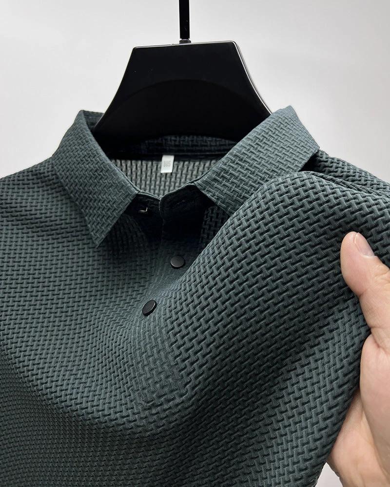 Mesh Ice Silk Short Sleeve Dress Shirt by GJG Denim