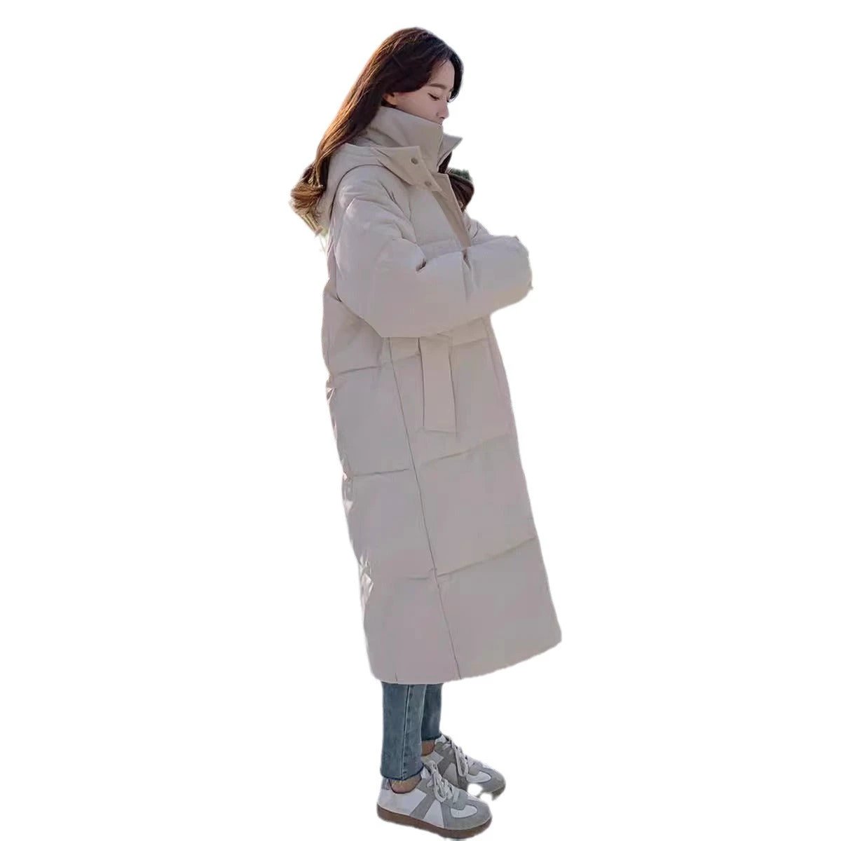Loose Mid-length Puffer Down Jacket For Women by GJG Denim