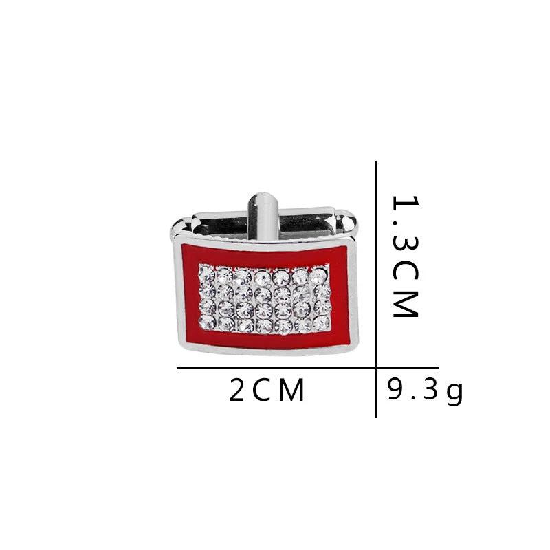Fashionable Geometric Rectangle Diamond-Studded French Shirt Cufflinks by GJG Denim