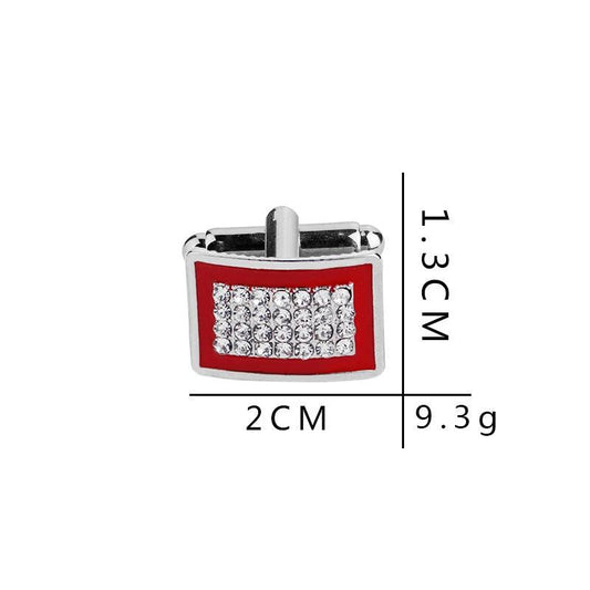 Fashionable Geometric Rectangle Diamond-Studded French Shirt Cufflinks by GJG Denim