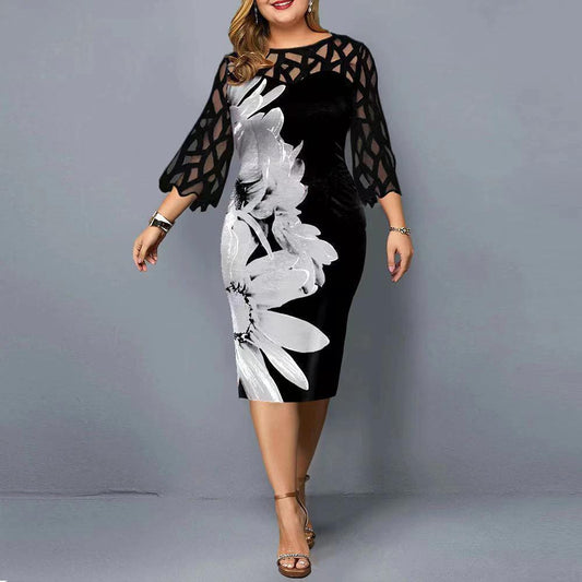 Lace Stitching Plus Size Women Dress by GJG Denim
