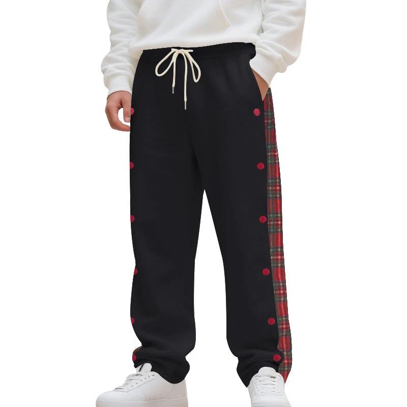 Simple Stitching Casual Sports Breasted Sweatpants by GJG Denim