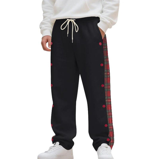 Simple Stitching Casual Sports Breasted Sweatpants by GJG Denim