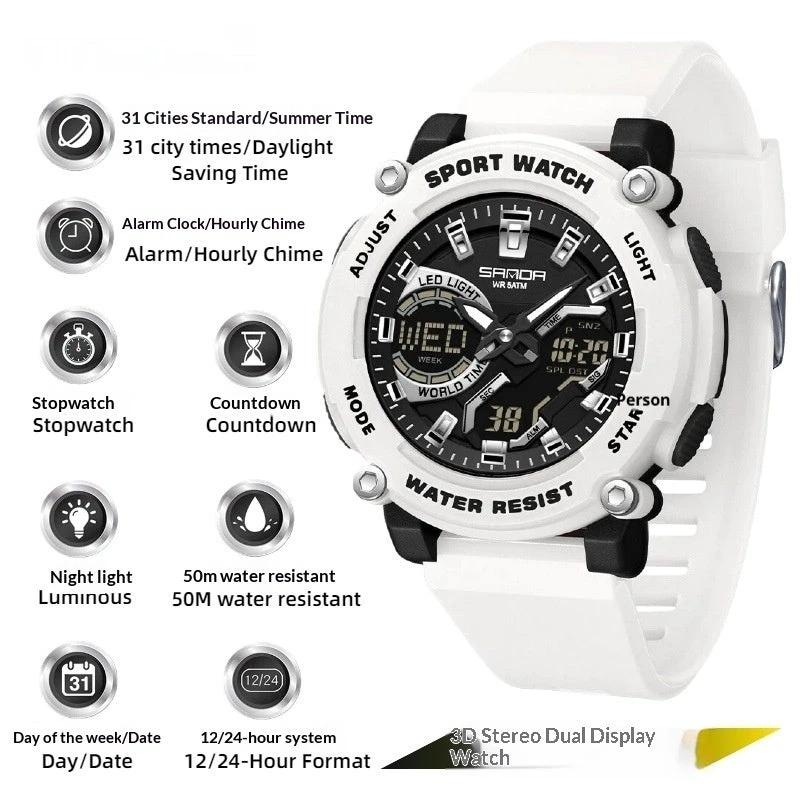 Men's Dual-display Luminous Chronograph Watch For Hiking by GJG Denim