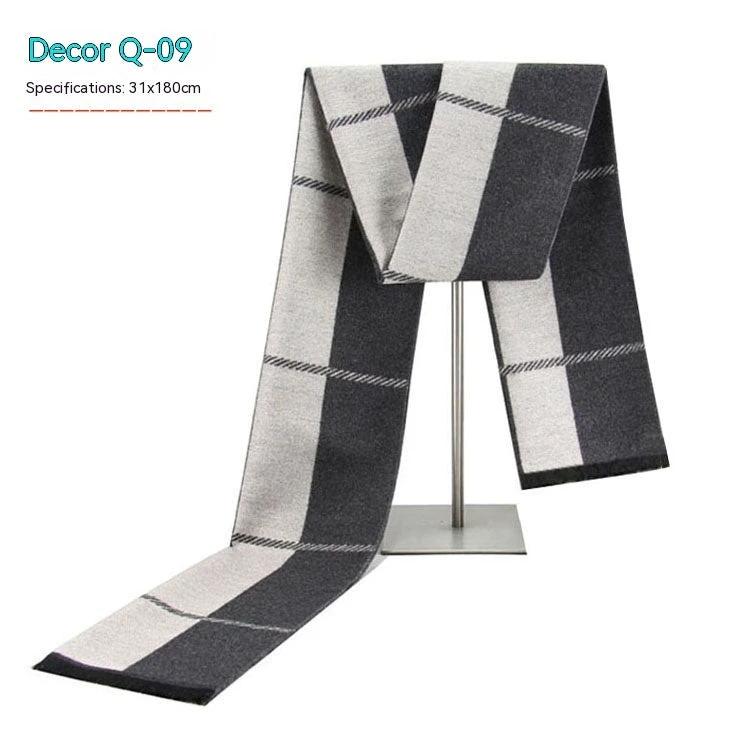 Men's Striped Winter Warm Artificial Cashmere Scarf For Men by GJG Denim