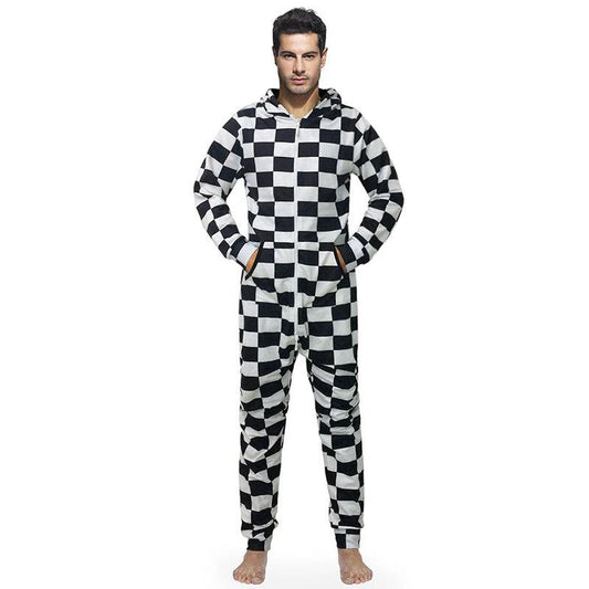 Men's Checkered Onesie Pajamas by GJG Denim