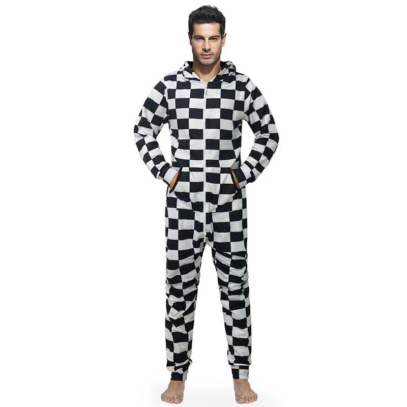 Men's Checkered Onesie Pajamas by GJG Denim