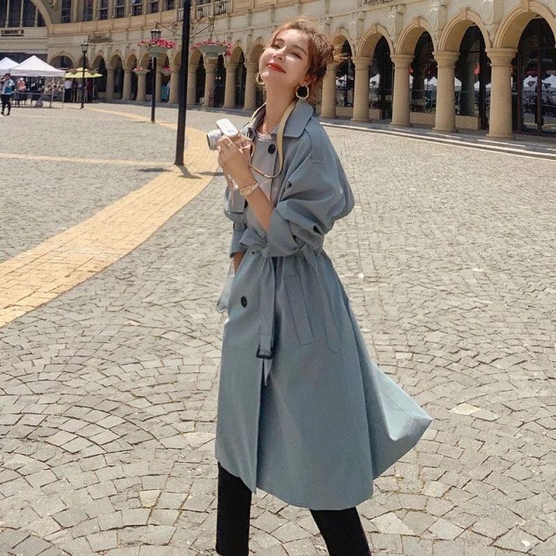 British Style Trench Coat Women's Mid-length Loose Spring And Autumn Temperament Coat by GJG Denim