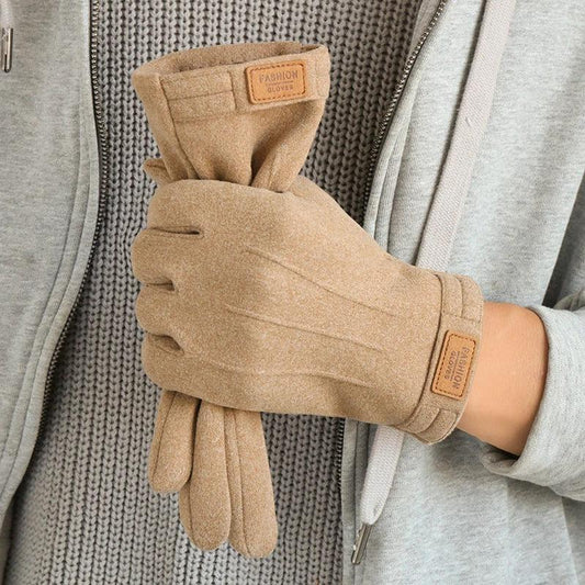 Men's Winter Fleece-lined Warm Wind-proof And Cold Protection Touch Screen Cycling Gloves by GJG Denim