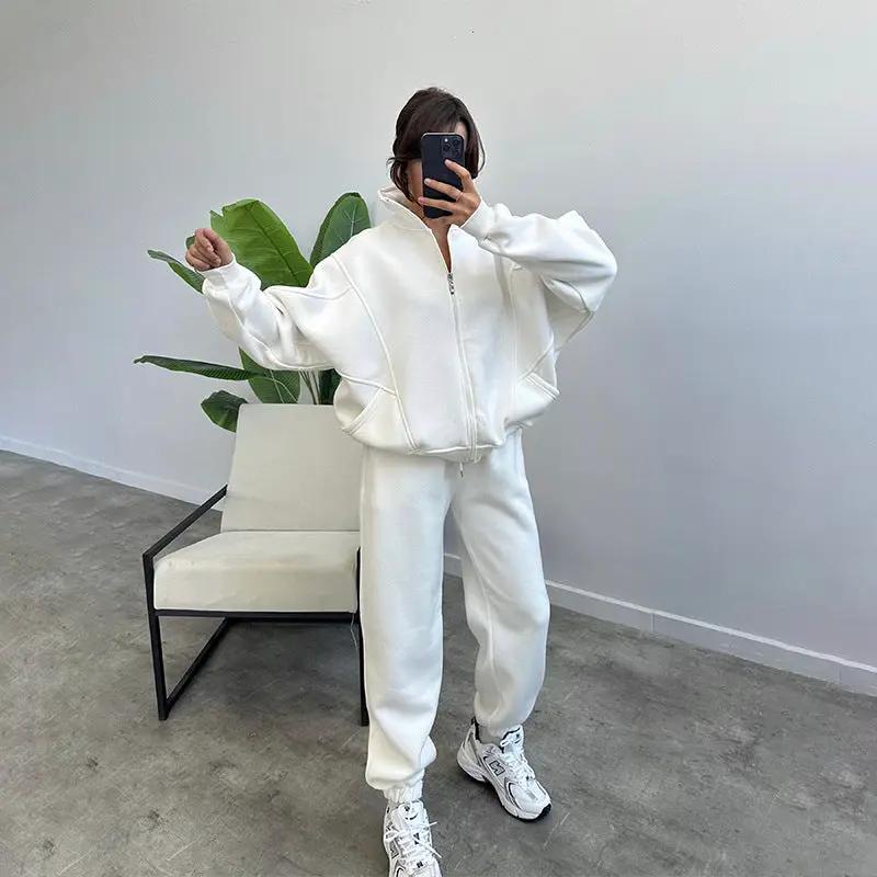 Sports Suits With Pockets Stand-up Collar Zipper Cardigan And Drawstring Trousers Fashion Jogger Set Outfits Tracksuits Women's Clothing by GJG Denim