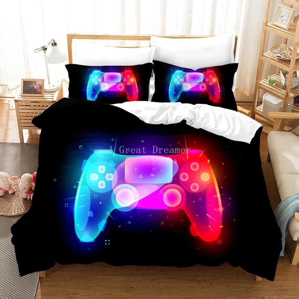 Game Controller Pattern Printed Bedding Duvet Cover Three-Piece Set by GJG Denim