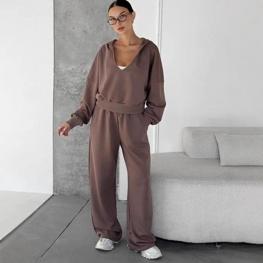 Women's Hooded Sweatshirt And Track Pants Two-Piece Set by GJG Denim