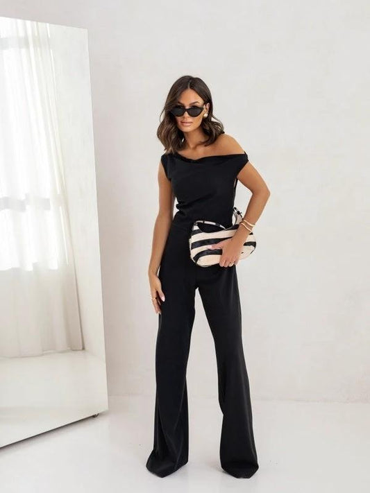 Sexy Jumpsuits For Women Falling Straps Business Rompers Elegant Straight Long Pants Rompers Fastened With A Zipper On The Side. by GJG Denim
