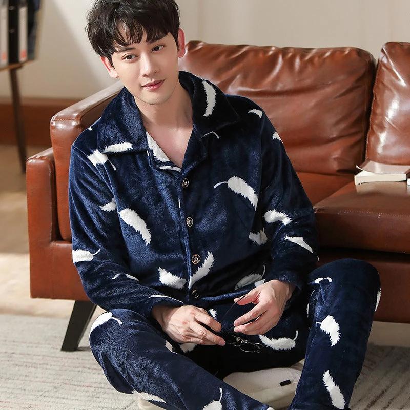 Flannel Warm And Thick Men's Pajamas by GJG Denim