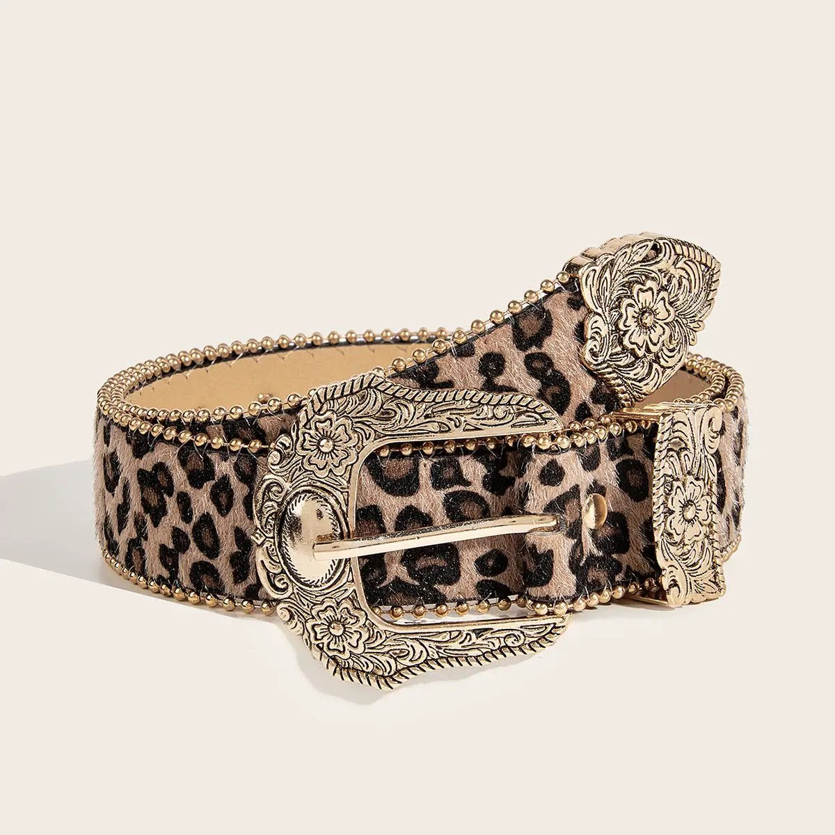 Womens Vintage American-Style Leopard-Print Belt by GJG Denim