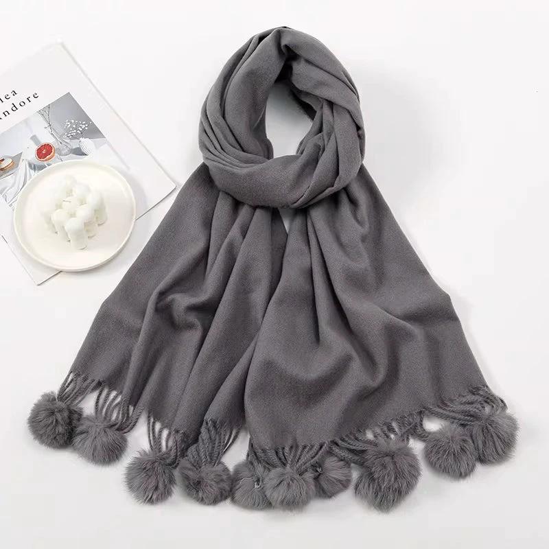 Solid Color Cashmere Like Scarf With Fleece Lining For Extra Warmth by GJG Denim