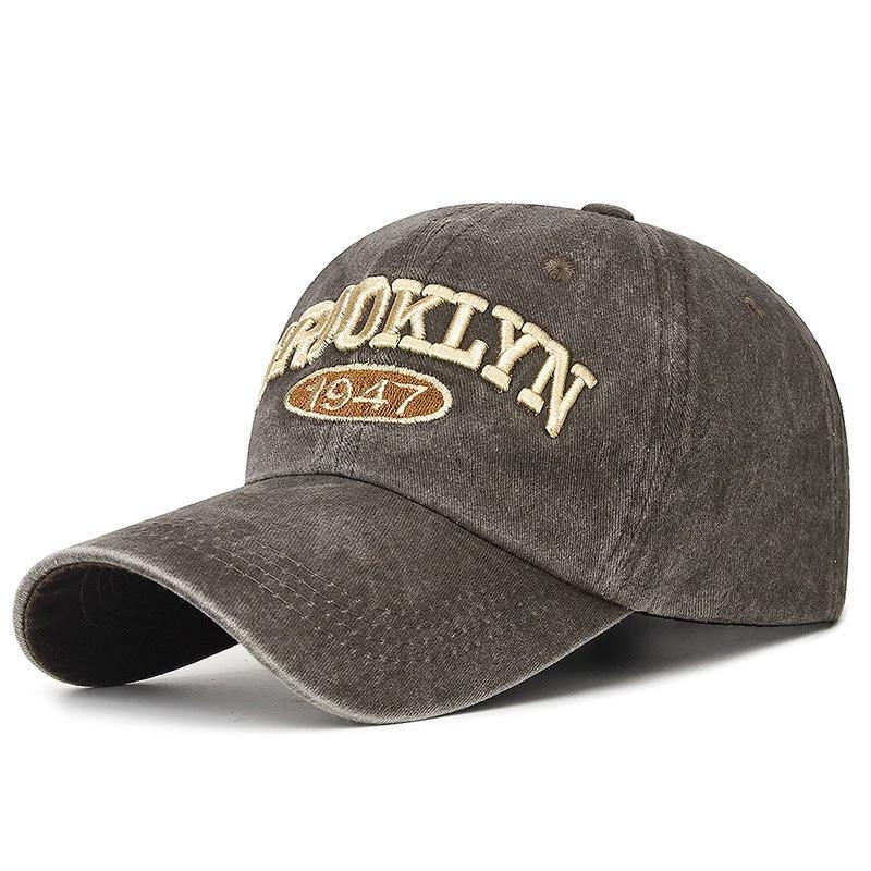 Men's Retro Washed Letters Embroidered Baseball Cap by GJG Denim