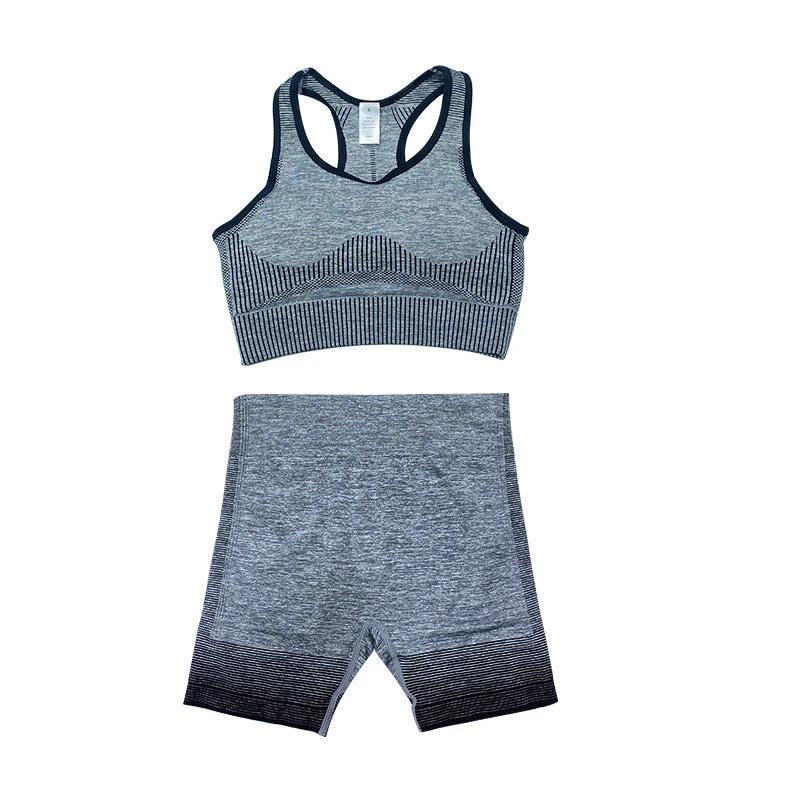 Seamless Yoga Wear Sports Suit Women Fitness Vest Bra Hip Lifting Tight Yoga Shorts by GJG Denim